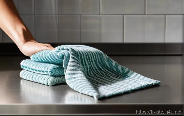 친환경 소재의 주방 행주 추천 - **Collection of Eco-Friendly Kitchen Dishcloths:** A beautifully composed still life featuring a var...