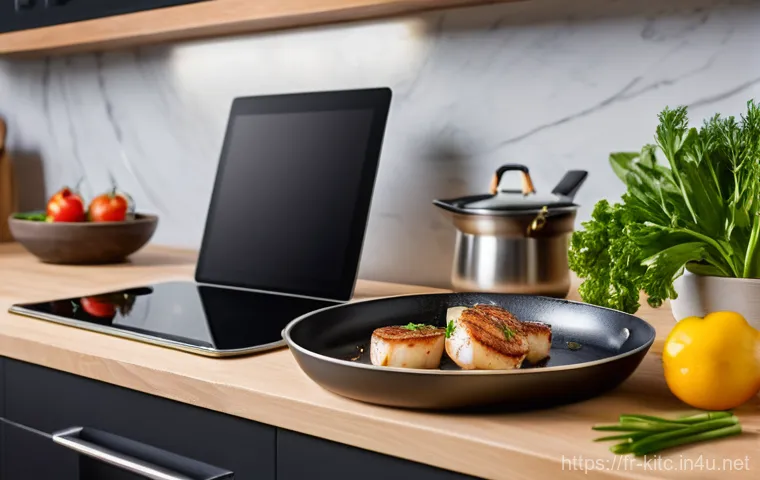 스마트 후라이팬의 장점 - Image Prompt 1: The Confident Chef with a Smart Pan** 스마트 후라이팬의 장점 - Image Prompt 1: The Confident Chef with a Smart Pan**