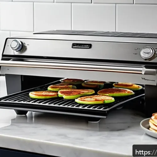Home 32 다용도 전기그릴 추천 - A modern, sleek multifunction electric grill in a bright, spacious French kitchen setting, featuring...