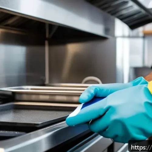 Home 31 주방 안전을 위한 절연 장갑 추천 - A professional kitchen scene focusing on a chef wearing flexible natural rubber insulating gloves wh...